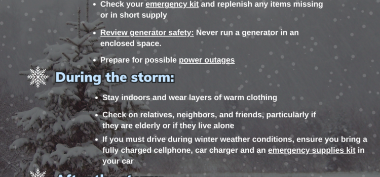 HRECC Shares Winter Storm Safety Tips Ahead of Tomorrow’s Storm